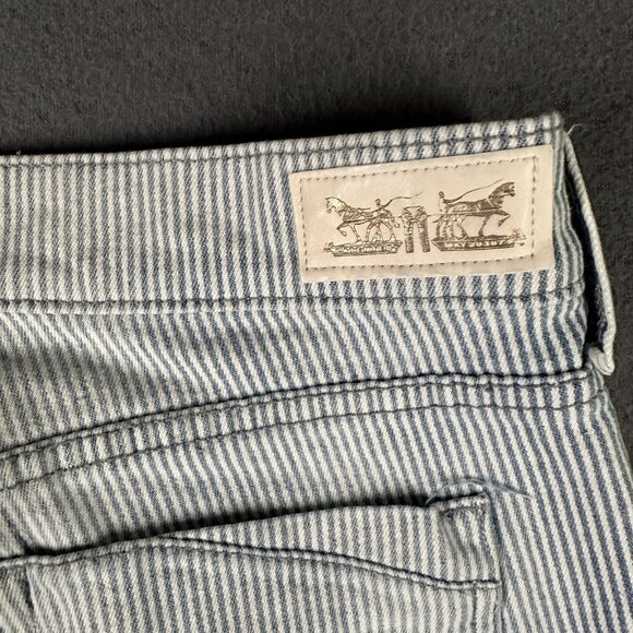 Levis Jeans Womens 4 Blue White Pinstripe Cropped Cuffed Stretch Denim Pants - Picture 12 of 12